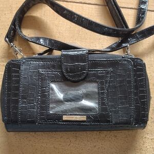 Black Crocodile Embossed Samantha Brown Clutch